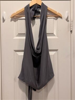 Nouvelle Silk95five Puna Cowl-Neck Halter Top 100% Silk Minimalist Luxury One Sz